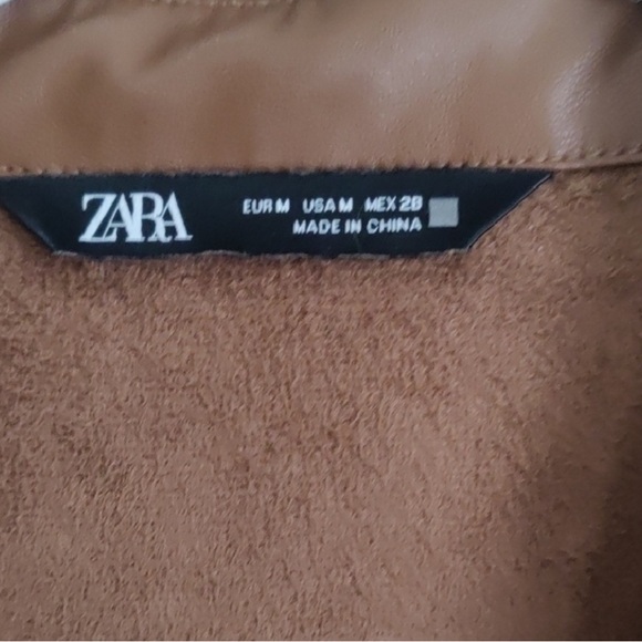 NWT Zara Brown Faux Leather Dress, Size Medium - Picture 6 of 7